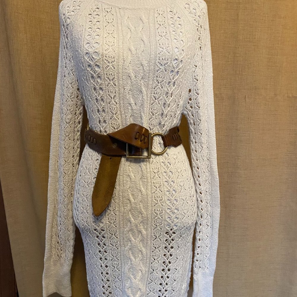 Free People Long Sleeve Cable Knit Sweater Dress